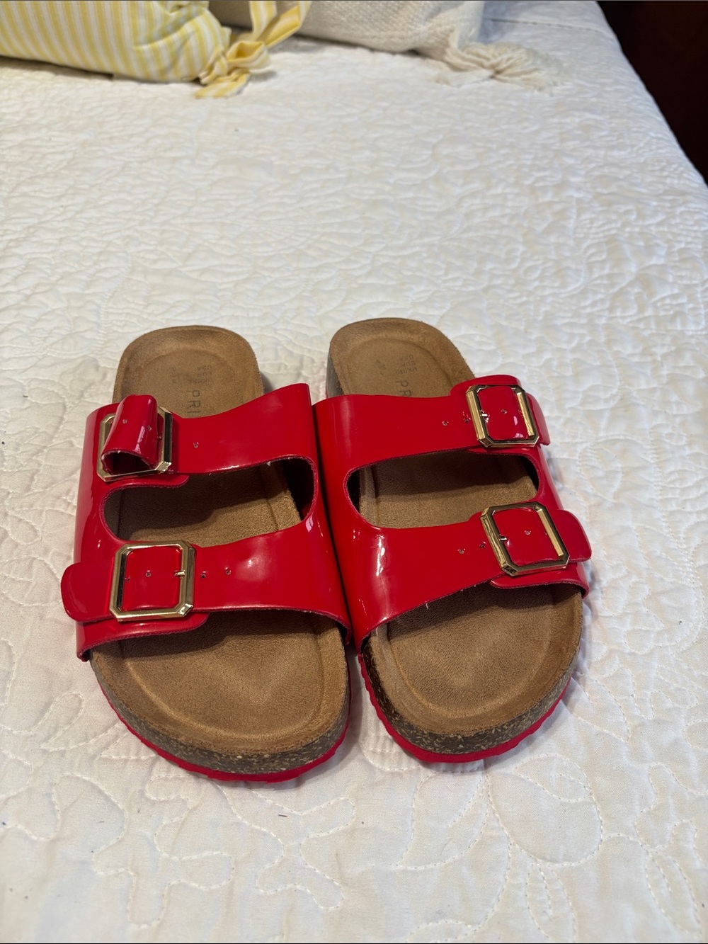 Womens Red Double-Buckle Slide Primark Sandals